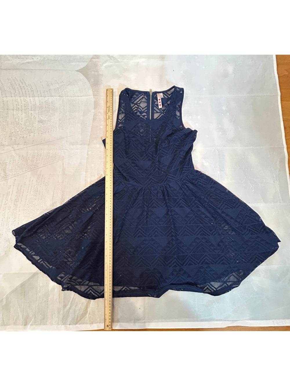 Womens navy blue sleeveless lace fit and flare dress CLOTHING00112